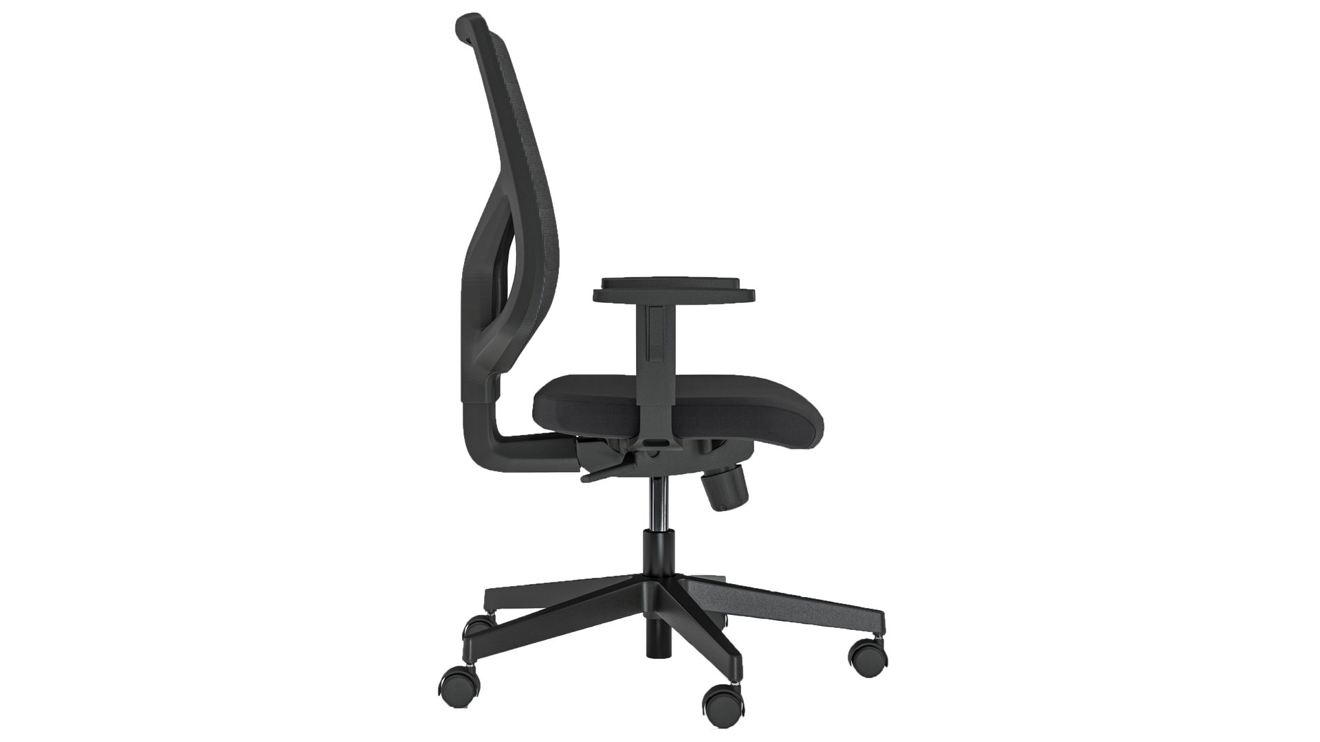 Bürostuhl Nowystyl aus Stoff in Schwarz Bürostuhl Nexter Swivel schwarzer Bezug Mesh OP24N, Sempre SM 01 & schwarzes Drehkreuz