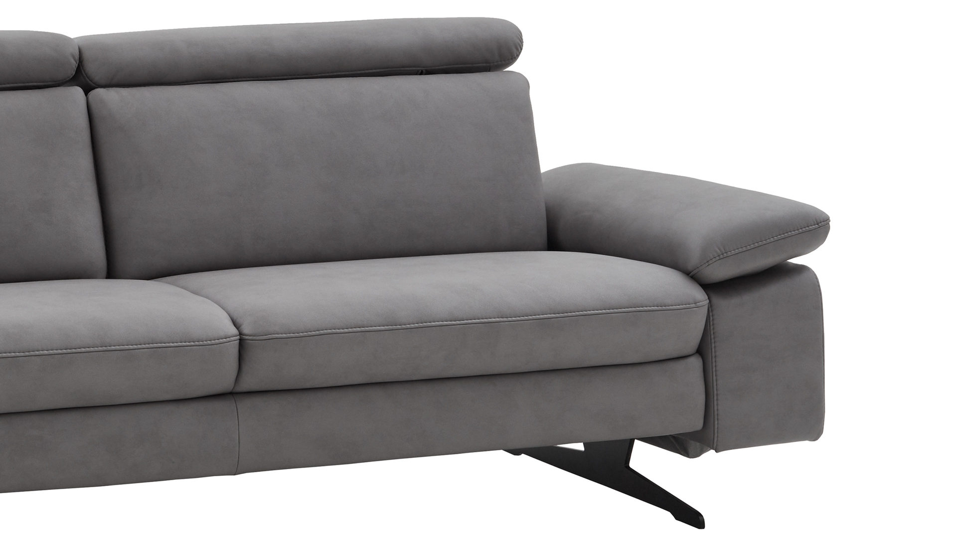 Zweisitzer Steinpol polsteria aus Stoff in Dunkelgrau Polsterprogramm Relaxa Trend 1.0 - Zweisitzer dunkelgrauer Stoffbezug Kevin & Schwarz - Breite ca. 231 cm