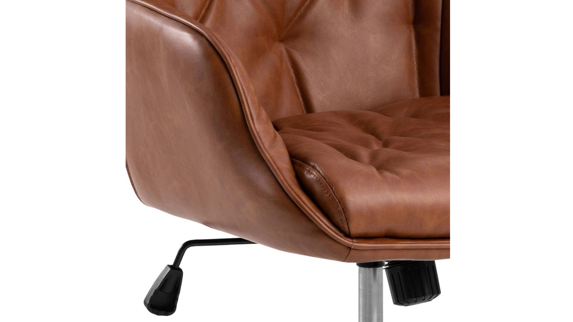 Bürostuhl Actona group aus Kunstleder in Braun Schreibtischstuhl Erik cognacfarbenes Kunstleder 691B & schwarzes Drehkreuz