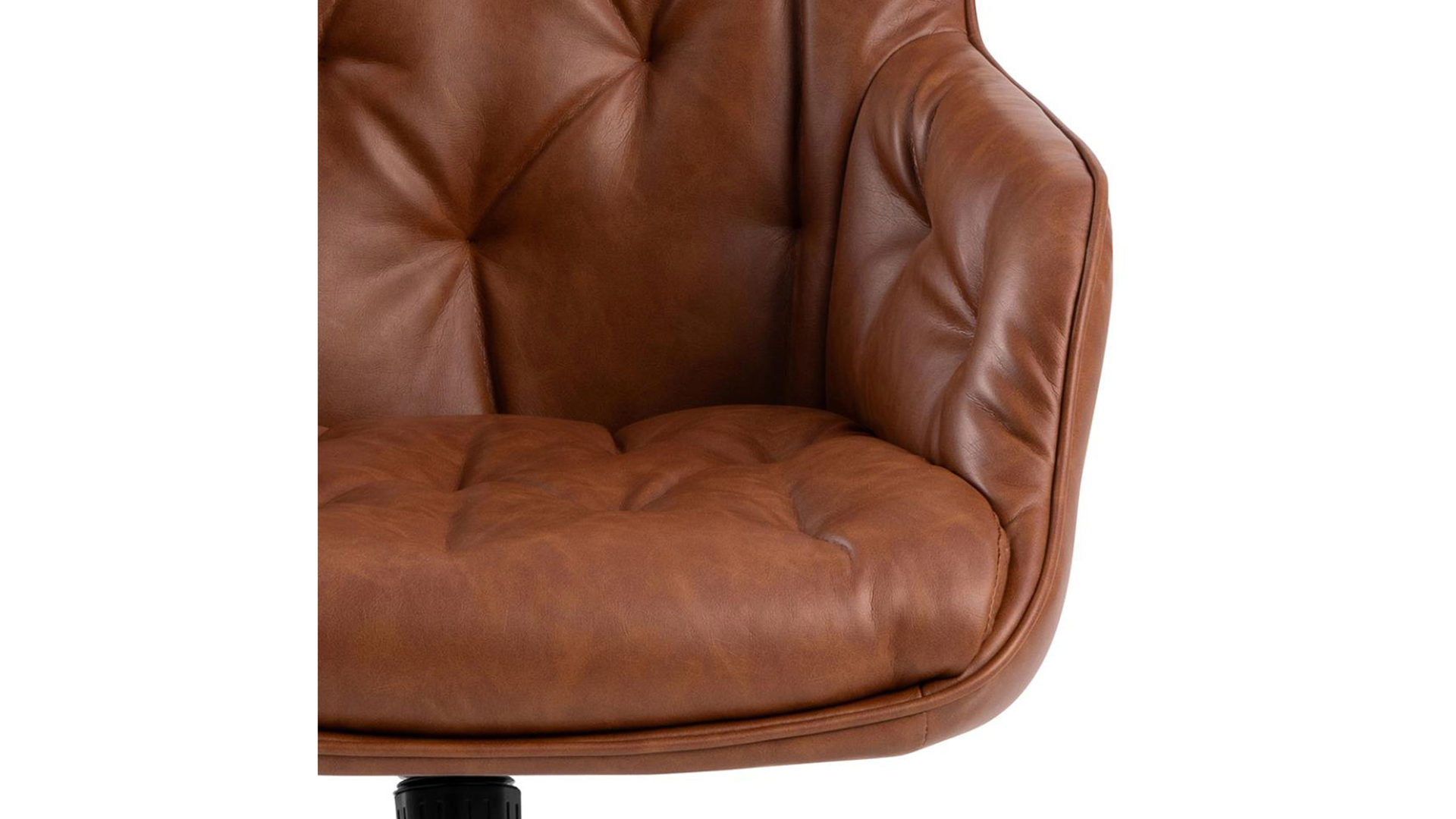 Bürostuhl Actona group aus Kunstleder in Braun Schreibtischstuhl Erik cognacfarbenes Kunstleder 691B & schwarzes Drehkreuz