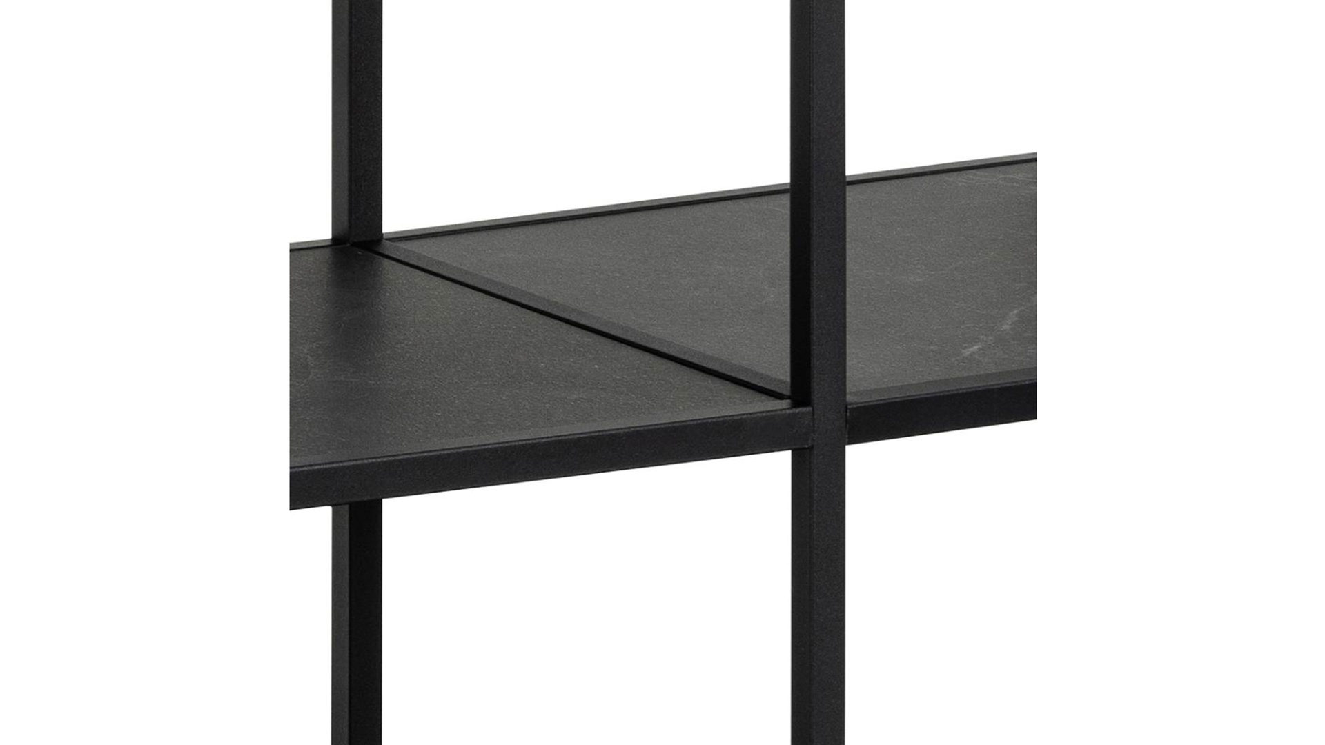 Regal Actona group aus Metall in Schwarz Regal Strington schwarzes Metallgestell & schwarze Marmoroptik - Breite ca. 120 cm