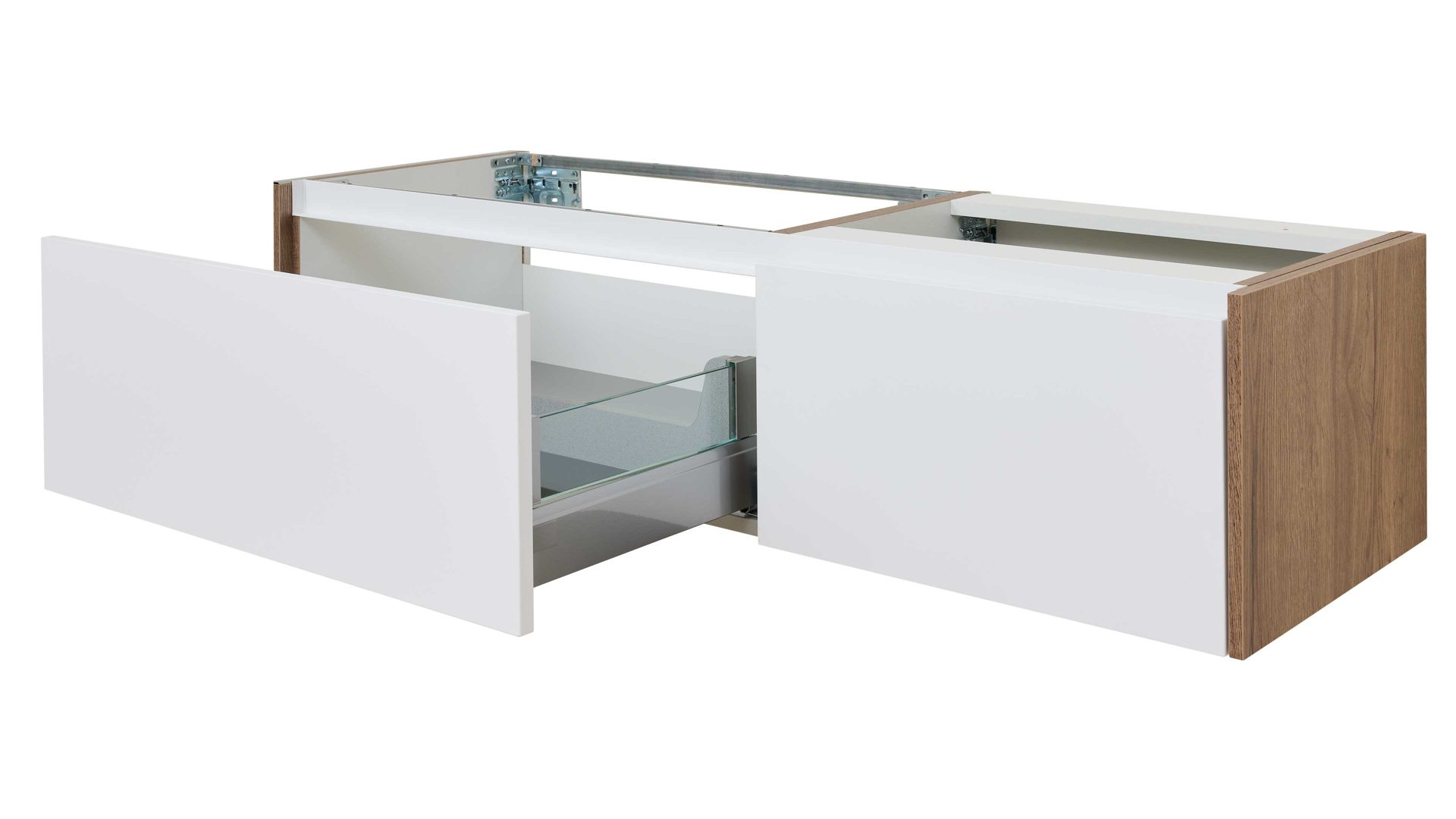 Badmöbel-Set Interliving aus Holz in Weiß Interliving Bad Serie 7357 - Badmöbel-Set Basis Alpinweiß & Eiche Havanna