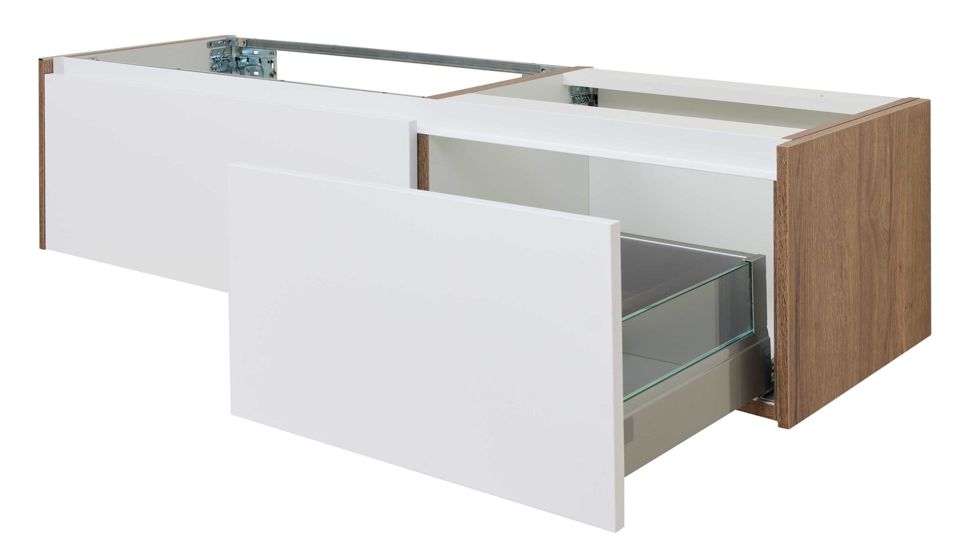 Badmöbel-Set Interliving aus Holz in Weiß Interliving Bad Serie 7357 - Badmöbel-Set mit Extras Alpinweiß & Eiche Havanna