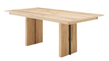 Tischgruppe Interliving aus Holz in Holzfarben Interliving Esszimmer Serie 5604 - Essgruppe mit Schwingstühlen Eiche rustico, papyrusfarbener Bezug Hanoy & anthrazitfarbenes Metall