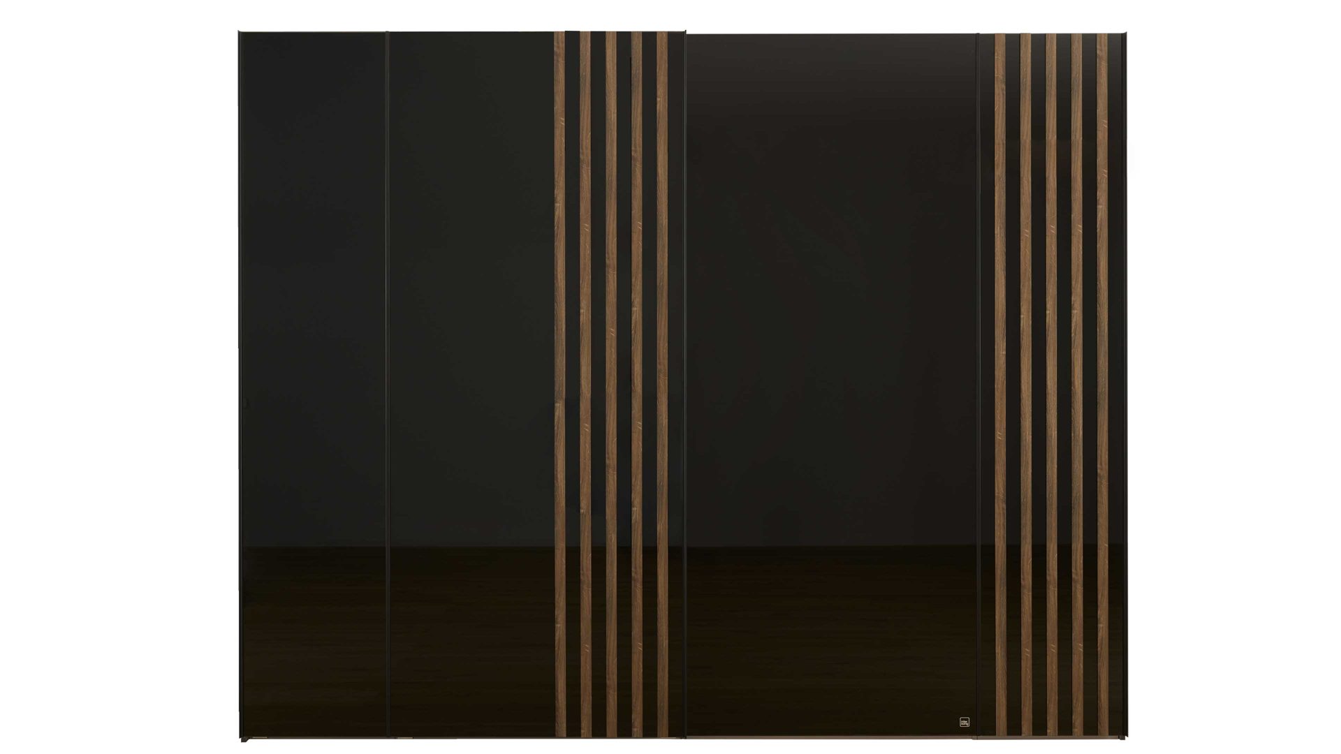 Kleiderschrank Interliving aus Holz in Schwarz Interliving Kleiderschrank Serie 1208 - Schwebetürenschrank Schwarzglas & Atlantic Eiche - zwei Türen, Breite ca. 298 cm