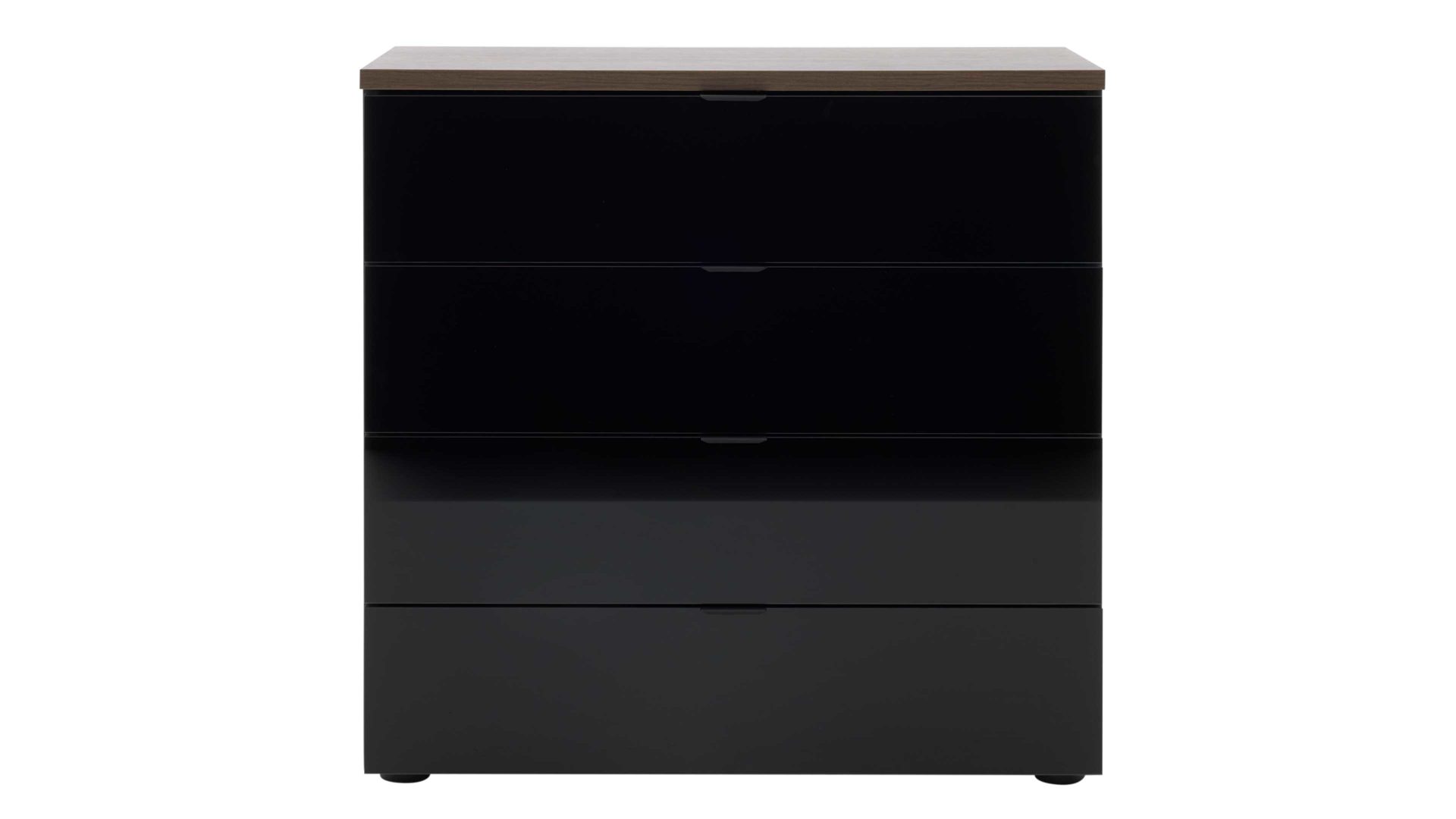 Schubladenkommode Interliving aus Holz in Schwarz Interliving Kleiderschrank Serie 1208 - Schubladenkommode 86729 Schwarzglas & Atlantic Eiche - vier Schubladen, Breite ca. 58 cm