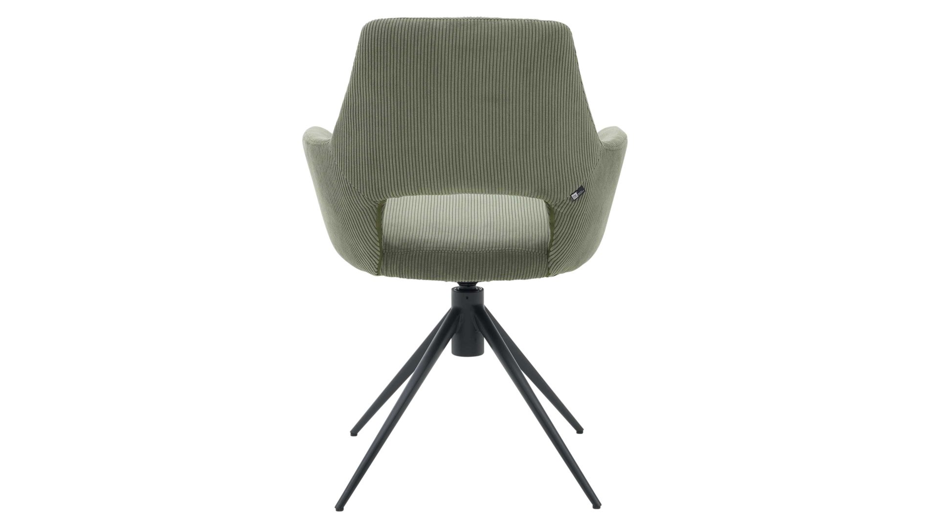 Vierfußstuhl Interliving aus Stoff in Dunkelgrün Interliving Esszimmer Serie 5605 – Armlehnstuhl 2282-04 mit Drehfunktion waldgrüner Cord Rebel & schwarzes Eisen