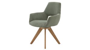 Vierfußstuhl Interliving aus Stoff in Dunkelgrün Interliving Esszimmer Serie 5605 – Armlehnstuhl waldgrüner Cord Rebel & Eiche