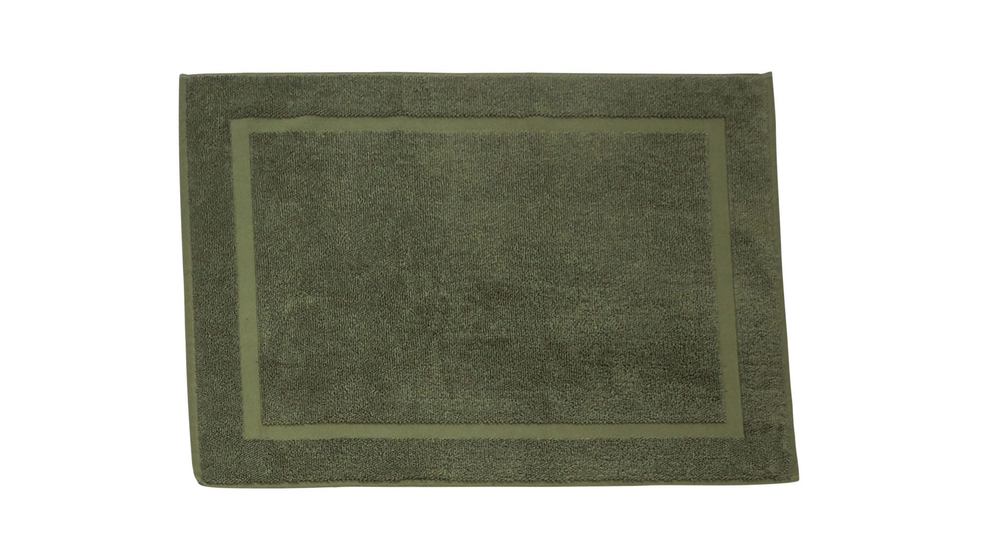 Badematte / Badeteppich Done.® aus Stoff in Dunkelgrün done.® Badvorleger Deluxe für Ihre Heimtextilien khakifarbene Baumwolle – ca. 80 x 60 cm