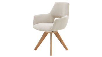 Vierfußstuhl Interliving aus Stoff in Beige Interliving Esszimmer Serie 5605 – Armlehnstuhl ecrufarbener Cord Rebel & Eiche