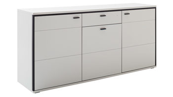 Sideboard PARTNERRING COLLECTION aus Holz in Weiß PARTNERRING COLLECTION Wohnprogramm Mori - Sideboard Weiß & Schwarzgrau – drei Türen, eine Schubladen, Breite ca. 183 cm