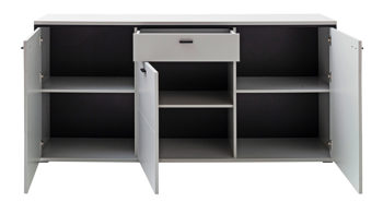 Sideboard PARTNERRING COLLECTION aus Holz in Weiß PARTNERRING COLLECTION Wohnprogramm Mori - Sideboard Weiß & Schwarzgrau – drei Türen, eine Schubladen, Breite ca. 183 cm