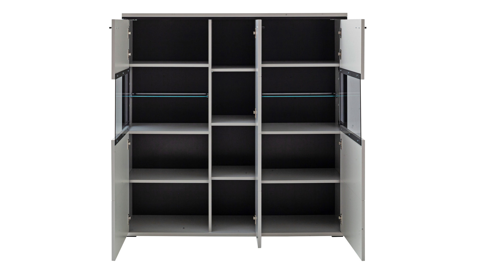 Highboard PARTNERRING COLLECTION aus Holz in Weiß PARTNERRING COLLECTION Wohnprogramm Mori - Highboard Weiß & Schwarzgrau – drei Türen, Breite ca. 134 cm