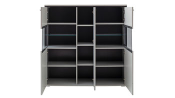 Highboard PARTNERRING COLLECTION aus Holz in Weiß PARTNERRING COLLECTION Wohnprogramm Mori - Highboard Weiß & Schwarzgrau – drei Türen, Breite ca. 134 cm