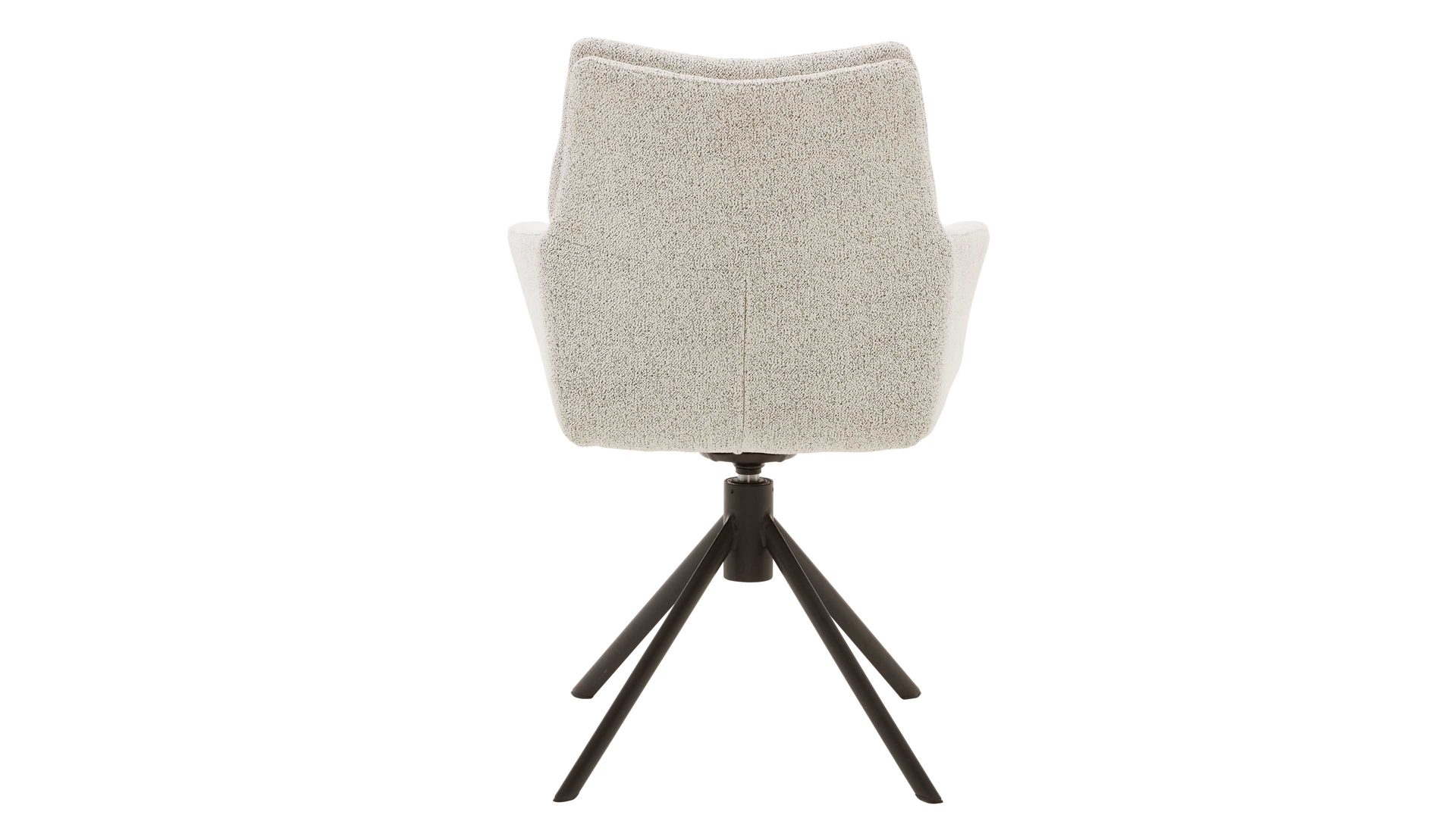 Polsterstuhl Interliving aus Stoff in Weiß Interliving Esszimmer Serie 5118 – Armlehnstuhl mit Drehfunktion champagnerfarbener Bouclé Elegant wish E07 & mattschwarzes Eisen