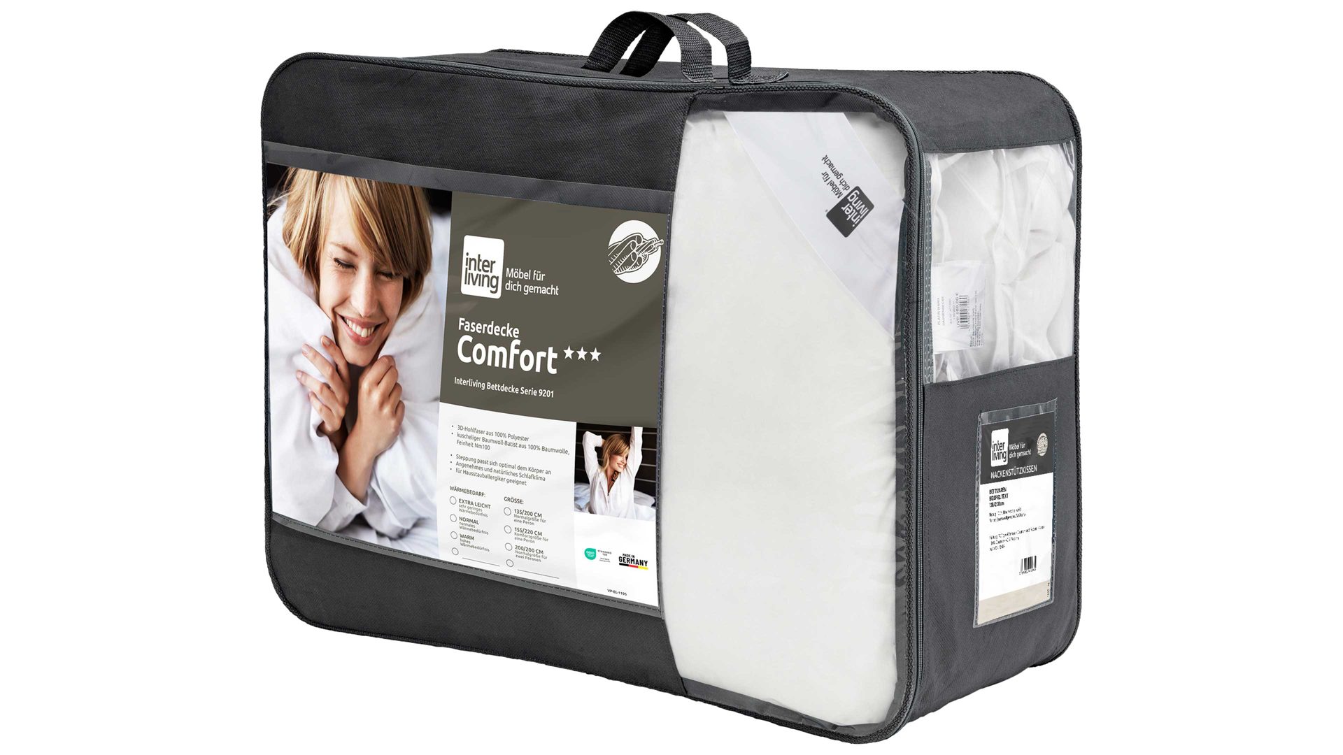 Faserdecke Interliving aus Stoff in Weiß Interliving Bettdecke Serie 9201 - Ganzjahresdecke normal, ca. 980 g - ca. 155 x 220 cm