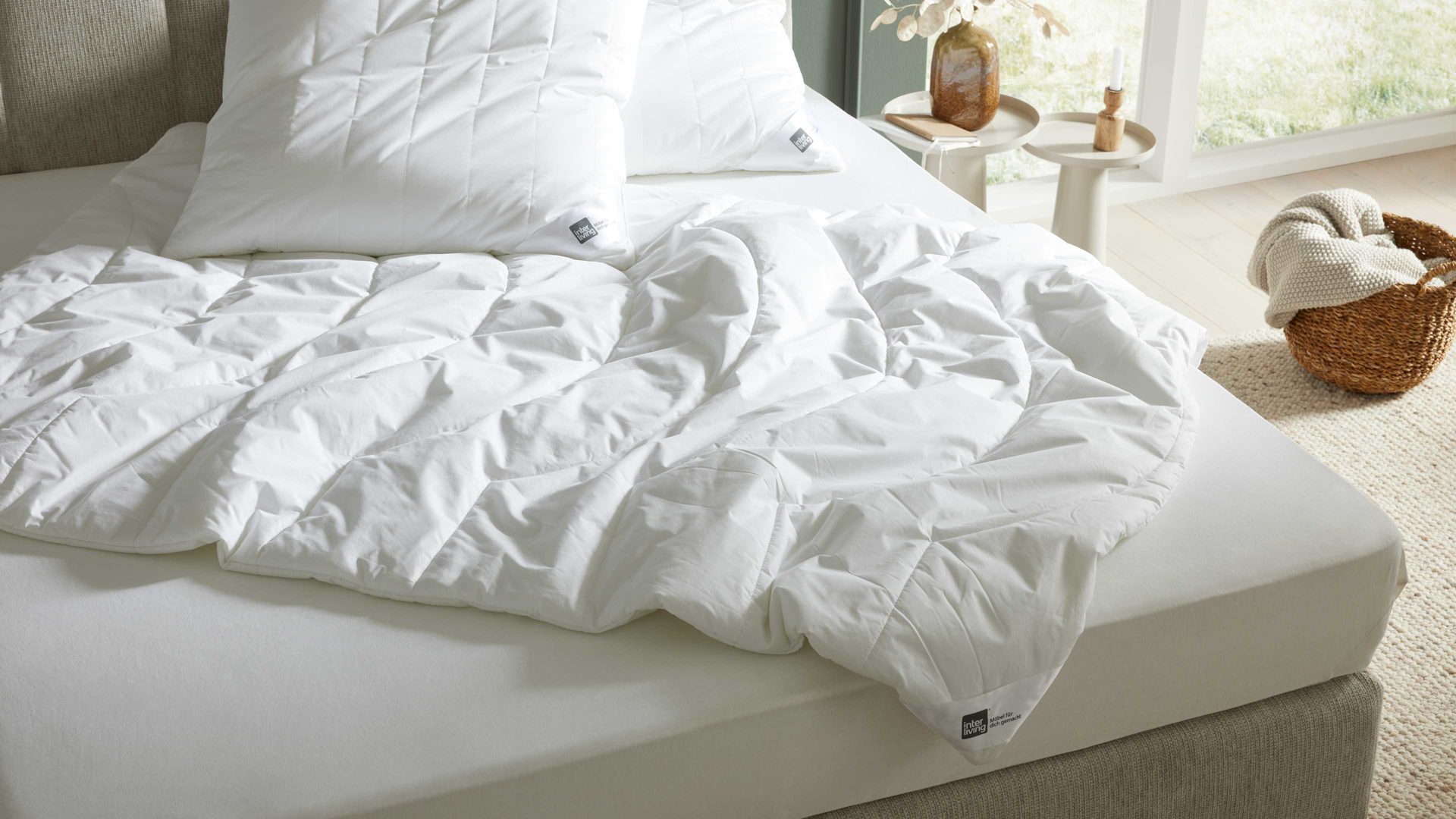 Faserdecke Interliving aus Stoff in Weiß Interliving Bettdecke Serie 9201 - Faserdecke warm, ca. 1.360 g - ca. 155 x 220 cm