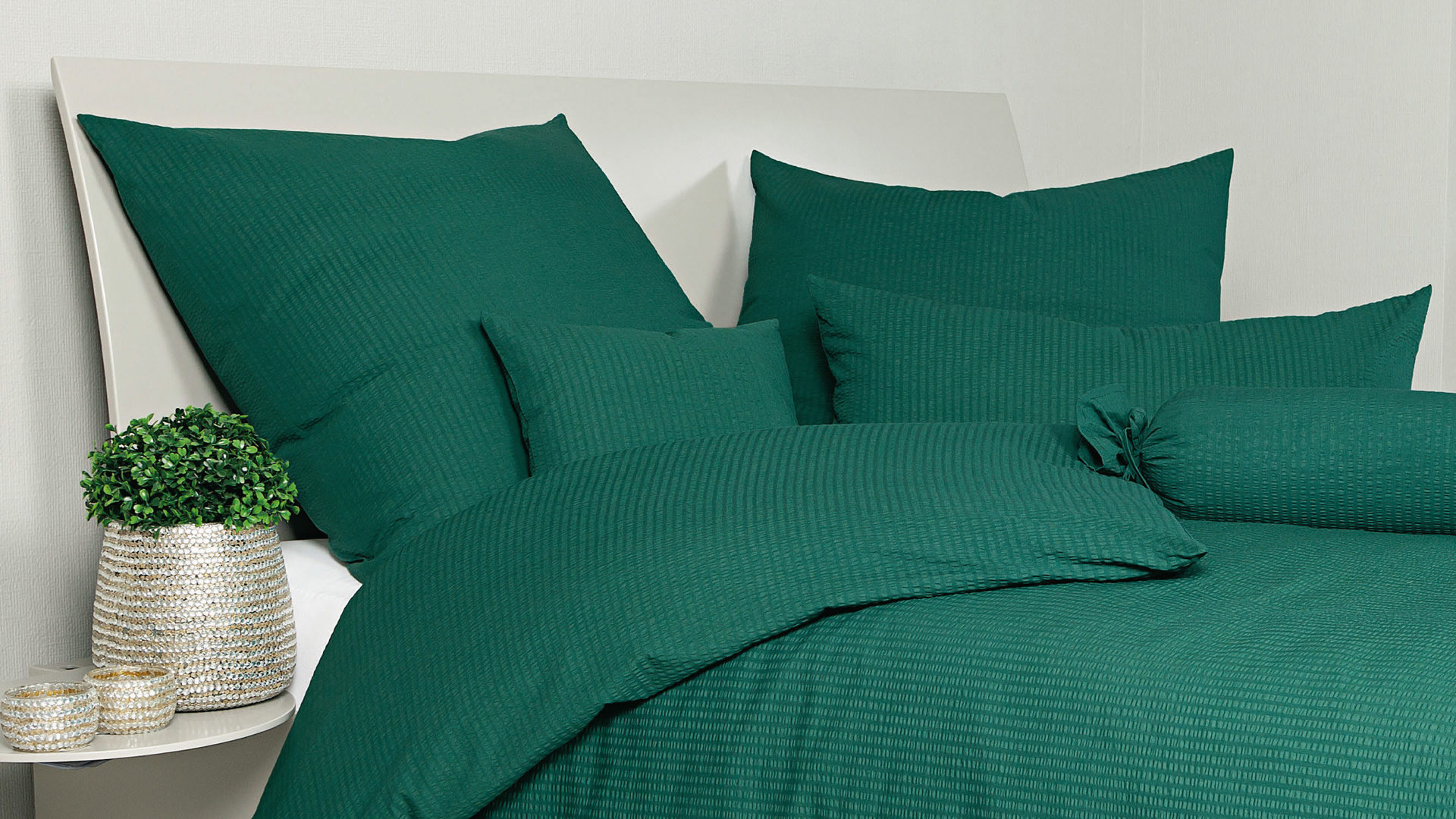 Bettwäsche-Set Janine® aus Naturfaser in Dunkelgrün Janine® Bettwäsche-Set waldgrün – ca. 135 x 200 cm