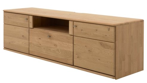 Lowboard Interliving aus Holz in Holzfarben Interliving Wohnzimmer Serie 2028 - Lowboard Wildeiche - zwei Türen, eine Schublade, Breite ca. 205 cm