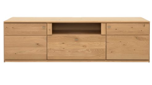 Lowboard Interliving aus Holz in Holzfarben Interliving Wohnzimmer Serie 2028 - Lowboard Wildeiche - zwei Türen, eine Schublade, Breite ca. 205 cm