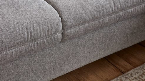 Ecksofa KAWOO aus Stoff in Hellgrau KAWOO Serie Cliff - Ecksofa als Wohnlandschaft platingraue Chenille - Stellfläche ca. 300 x 198 cm