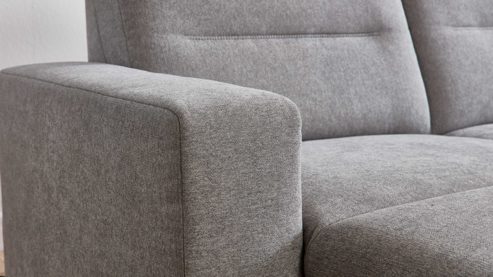 Ecksofa KAWOO aus Stoff in Hellgrau KAWOO Serie Cliff - Ecksofa als Wohnlandschaft platingraue Chenille - Stellfläche ca. 300 x 198 cm