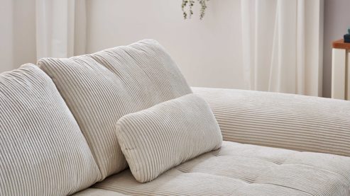 Einzelkissen Megapol aus Stoff in Beige Polsterprogramm VS-MP1028 - Nierenkissen naturfarbener Cord - ca. 58 x 25 cm