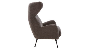 Ohrensessel Gutmann factory® aus Stoff in Grau Lounge-Polstermöbel Aversa - Ohrensessel grauer Bezug 806.17 & schwarze Metallfüße