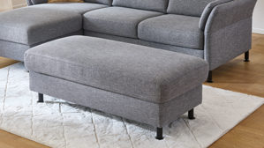 Funktionshocker modulmaster aus Stoff in Grau Modulmaster MM-ZE1080 - XXL-Hocker mit Funktion stahlgraues Flachgewebe Unica & schwarze Metallfüße – ca.  130 x 65 cm