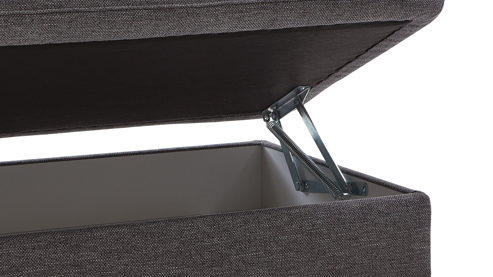 Funktionshocker modulmaster aus Stoff in Grau Modulmaster MM-ZE1080 - XXL-Hocker mit Funktion stahlgraues Flachgewebe Unica & schwarze Metallfüße – ca.  130 x 65 cm