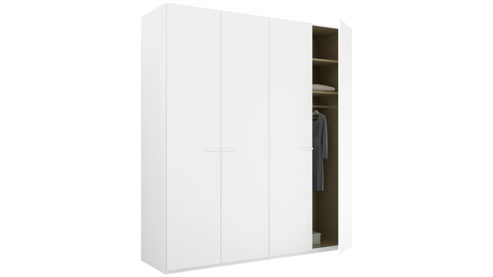 Kleiderschrank Rauch aus Holz in Weiß rauch ORANGE Schranksystem Skat - Kleiderschrank Alpinweiß - vier Türen, Breite ca. 201 cm