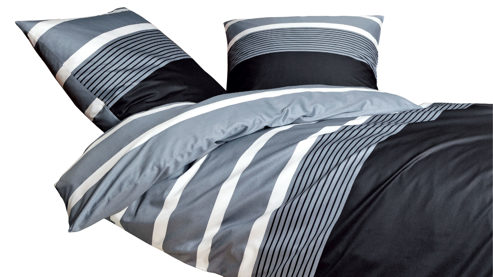 Bettwäsche-Set Janine® aus Naturfaser in Grau J. D. Bettwäsche-Set silberfarbener Mako-Satin – dreiteilig, ca. 200 x 200 cm