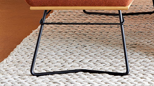 Polsterhocker Koinor aus Leder in Braun KOINOR Dining System - Hockerbank muskatfarbenes Leder India & cognacfarbener Loden 39 - Länge ca. 130 cm