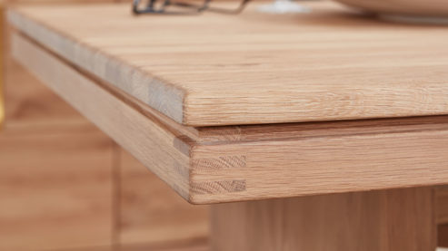 Auszugtisch Decker aus Holz in Holzfarben DECKER Massivholztisch bzw. Ausziehtisch  Volterra Plus biancofarbene Wildeiche – ca. 160-220 x 90 cm