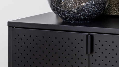 Sideboard Actona group aus Metall in Schwarz Metallmöbel Newton - Sideboard schwarzer Stahl - zwei Türen, Länge ca. 82 cm