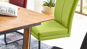 Schwingstuhl laVie aus Leder in Hellgrün laVie Schwingstuhl bzw. Freischwinger Color-Line apfelgrünes Leder Napoli 995 & schwarzes Eisen