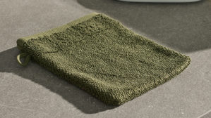 Waschhandschuh Interliving aus Naturfaser in Dunkelgrün Interliving Handtuch Serie 9108 - Waschhandschuh olivgrüne Baumwolle  - ca. 16 x 20 cm