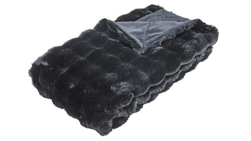 Wohndecke Done.® aus Stoff in Schwarz done.® Wohndecke Baloon schwarzes Kaninchen-Kunstfell - ca. 150 x 200 cm