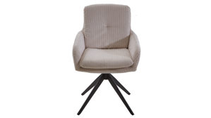 Vierfußstuhl Gutmann factory® aus Stoff in Hellgrau Armlehnstuhl Olmo mit Drehfunktion hellgrauer Cord & schwarzes Metall