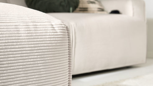 Ecksofa Roomio® aus Stoff in Weiß Roomio® No. 4100 - Ecksofa weißer Feincord - Stellfläche ca.  189 x 285 cm