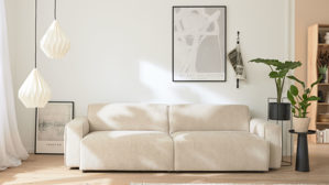 Zweisitzer Roomio® aus Stoff in Weiß Roomio® No. 4100 - Zweisitzer champagnerfarbener Bezug Cosmopolitan - Länge ca. 184 cm