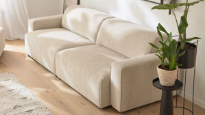 Bigsofa Roomio® aus Stoff in Weiß Roomio® No. 4100 - Bigsofa champagnerfarbener Bezug Cosmopolitan - Länge ca. 246 cm