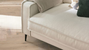 Ecksofa Roomio® aus Stoff in Weiß Roomio® No. 4102 - Ecksofa weißer Stoffbezug Loop & Metallfüße 908 MF - Stellfläche ca. 272 x 190 cm