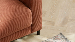 Zweisitzer Roomio® aus Stoff in Orange Roomio® No. 4103 - Zweisitzer rostfarbener Cord & Metallfüße 1116 MFSM - Länge ca.  194 cm