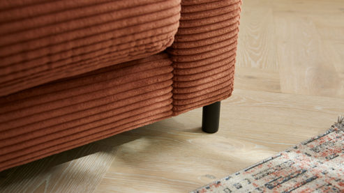 Bigsofa Roomio® aus Stoff in Orange Roomio® No. 4103 - Bigsofa rostfarbener Cord & Metallfüße 1116 MFSM - Länge ca.  274 cm