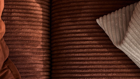 Bigsofa Roomio® aus Stoff in Orange Roomio® No. 4103 - Bigsofa rostfarbener Cord & Metallfüße 1116 MFSM - Länge ca.  274 cm