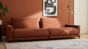 Bigsofa Roomio® aus Stoff in Orange Roomio® No. 4103 - Bigsofa rostfarbener Cord & Metallfüße 1116 MFSM - Länge ca.  274 cm