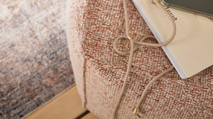 Ecksofa Roomio® aus Stoff in Rosa Roomio® No. 4104 - Ecksofa rostfarben melierter Bezug Donna & Metallfüße 1116 MFSM - Stellfläche ca.  279 x 154 cm