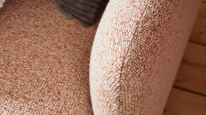 Ecksofa Roomio® aus Stoff in Rosa Roomio® No. 4104 - Ecksofa rostfarben melierter Bezug Donna & Metallfüße 1116 MFSM - Stellfläche ca.  279 x 154 cm