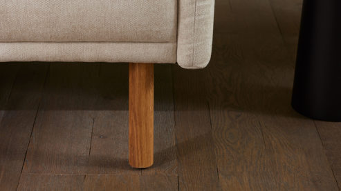 2,5-Sitzer Roomio® aus Stoff in Weiß Roomio® No. 4104 - 2,5-Sitzer naturfarbener Strukturbezug Yelda & Holzfüße 1103 HFEG - Länge ca. 172 cm